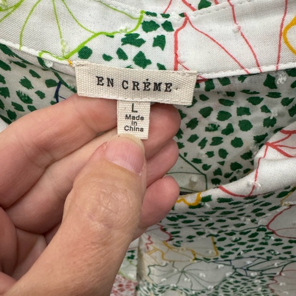 Lightweight Floral Dot Print Button-Up Collared Blouse - White Multicolor - Picture 3 of 4